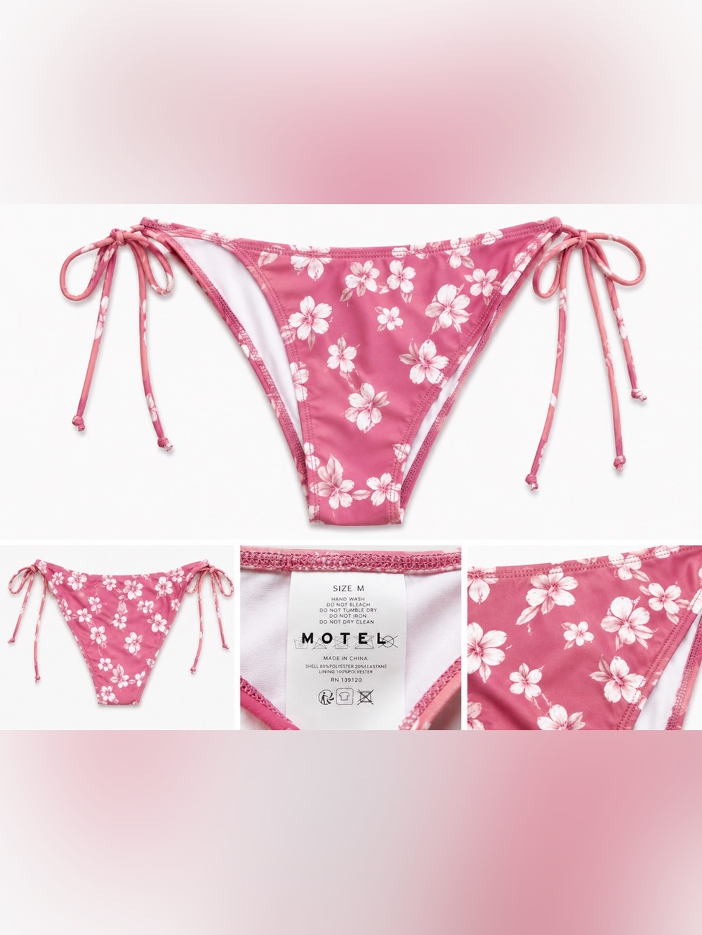 MOTEL Floral Side-Tie Bikini Bottom